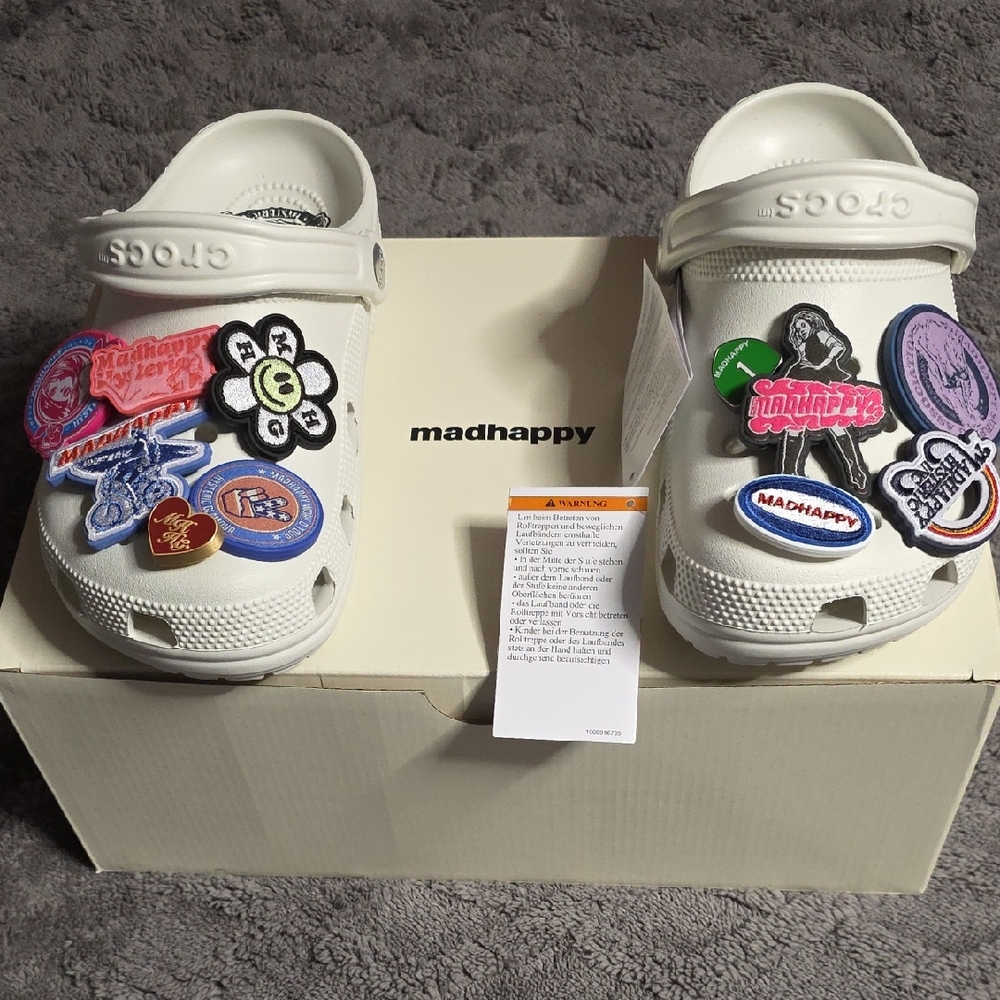 Madhappy Kids White Sandals with Fun Patches
